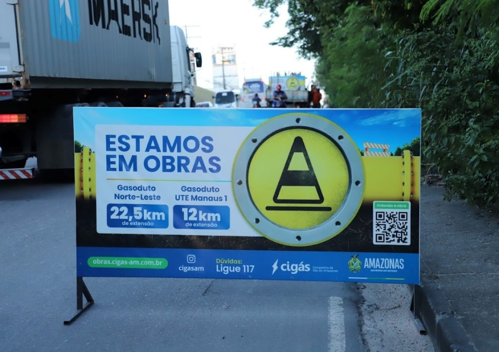 Cigás inicia obras no bairro São José e continua avançando pelo Distrito Industrial Portal o Judiciário CIGAS Sinalizacao de obras da Cigas Credito da Foto Divulgacao Cigas 1024x722 1